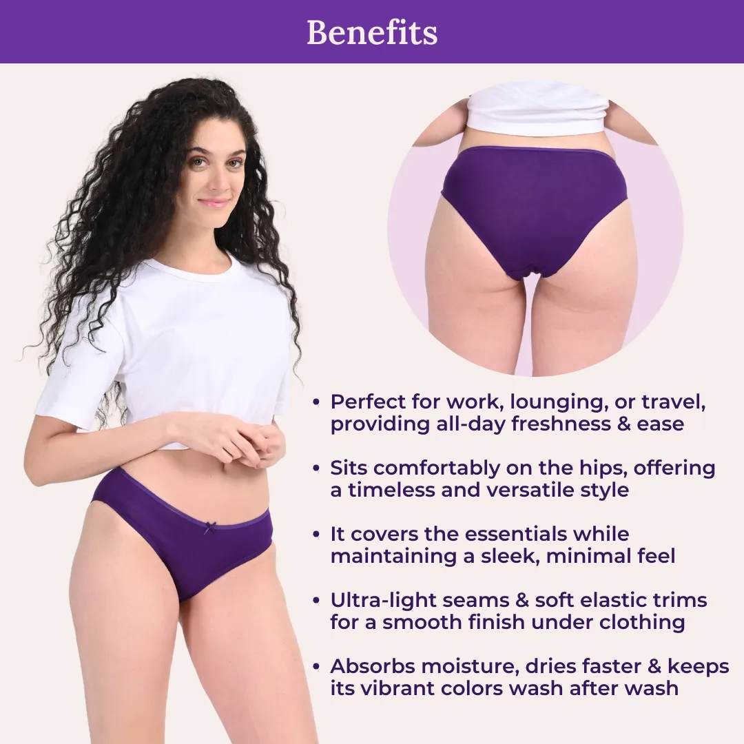 BrZee Bikinis | Lightweight Cotton-Elastane Fabric | Super Stretchy For Comfort | No Visible Panty Lines | Pack Of 3 - Image 5