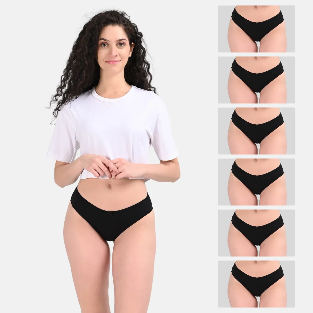 BrZee Bikinis | Lightweight Cotton-Elastane Fabric | Super Stretchy For Comfort | No Visible Panty Lines | Pack Of 6 - Image 13