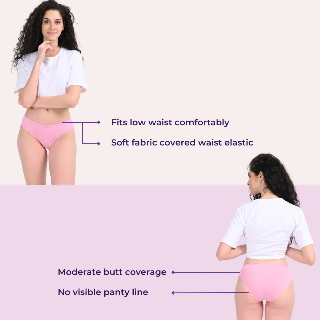 BrZee Bikinis | Lightweight Cotton-Elastane Fabric | Super Stretchy For Comfort | No Visible Panty Lines | Pack Of 6 - Image 3