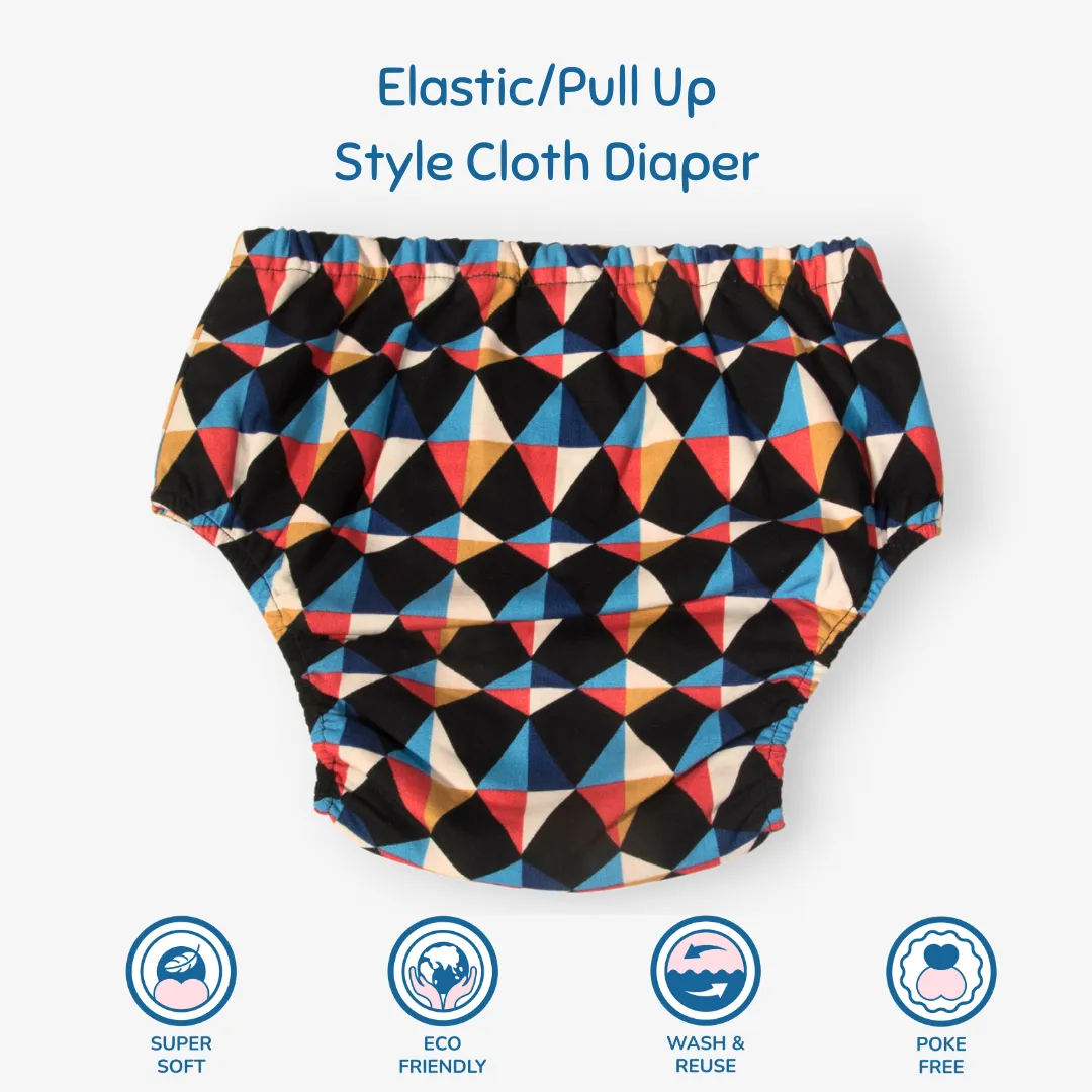 Fabric Diaper | Kaleido | Elastic Waist | Pull Up/Underwear Style | With 2 Diaper Pads Free - Image 3
