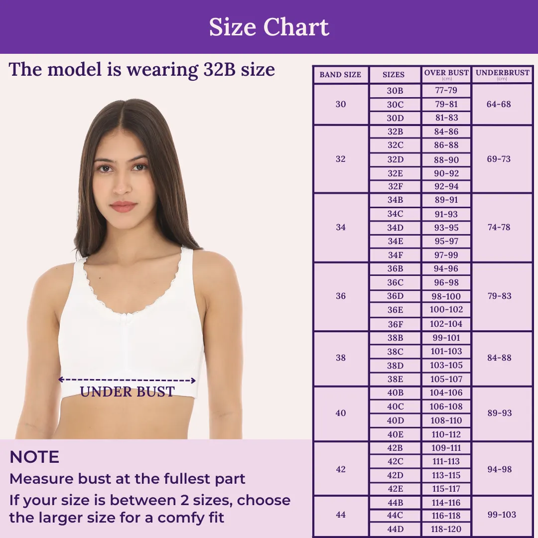 Cotton Bra | Lace Detailing | Full Coverage | Wire-Free & Non-Padded | Seamless Cups | No Centre Panel | Hidden Side Panels - Image 3