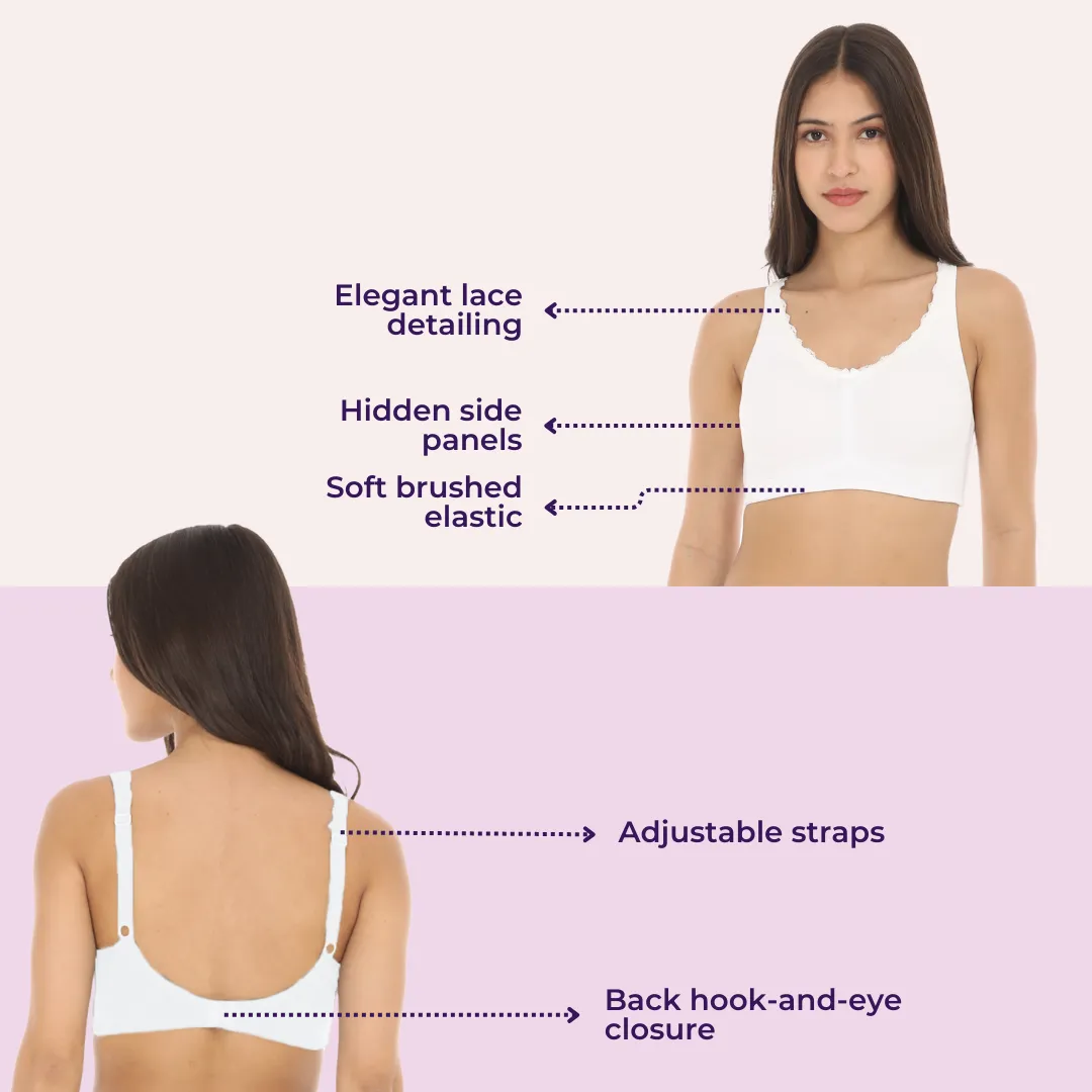 Cotton Bra | Lace Detailing | Full Coverage | Wire-Free & Non-Padded | Seamless Cups | No Centre Panel | Hidden Side Panels - Image 6