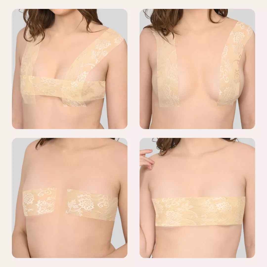 Boob Tape For Women | Breathable | Pretty Lace Design | Polyester Spandex | High Stretch | Secure Lift | 5 Meters Long - Image 4