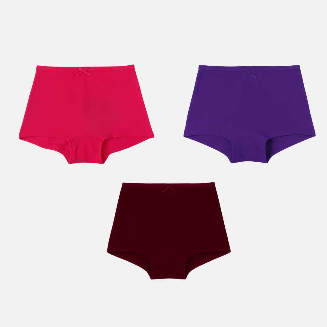BrZee Boy Shorts For Girls | Lightweight Cotton-Elastane Fabric | Super Stretchy For Comfort | No Visible Panty Lines | Pack Of 3 - Image 15