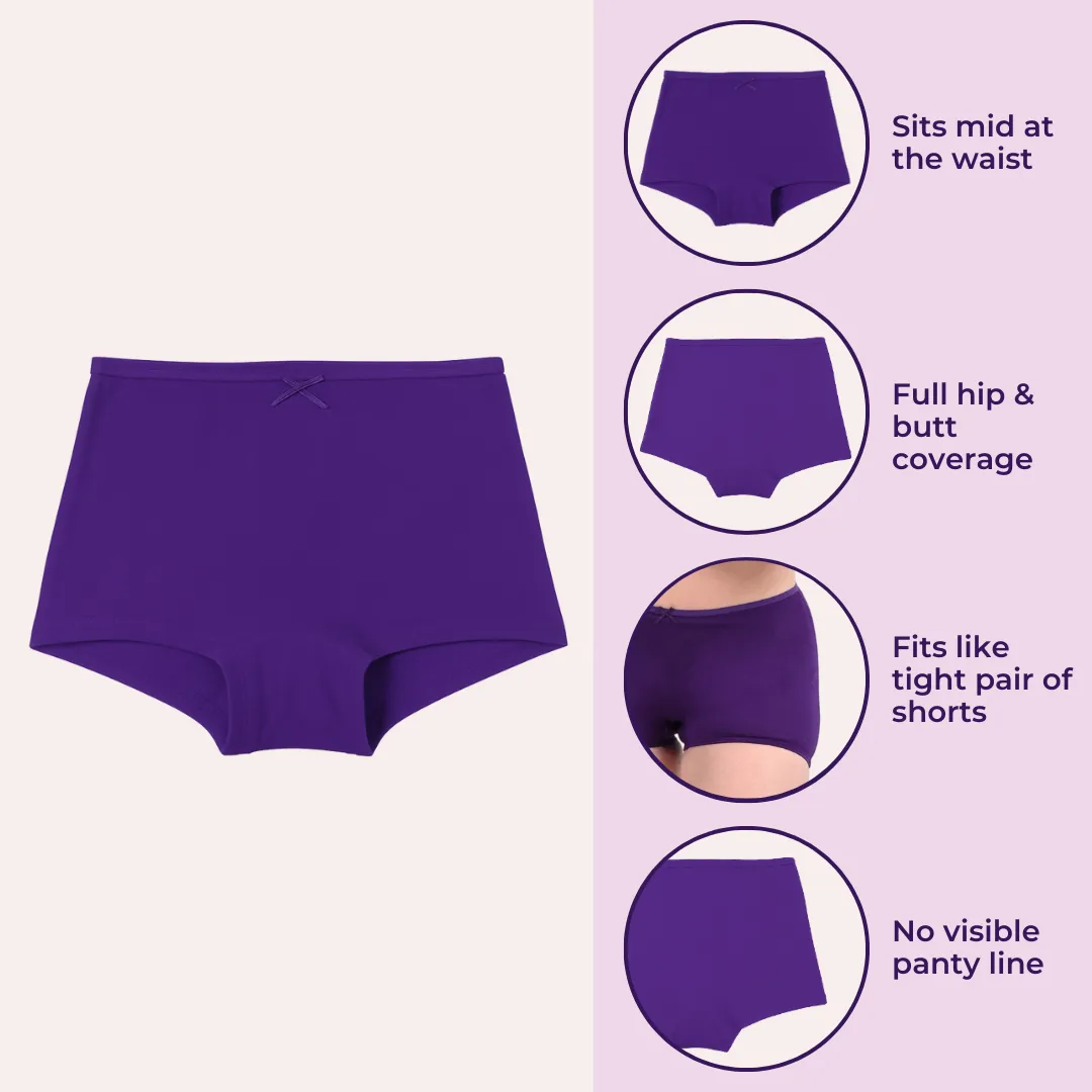 BrZee Boy Shorts For Girls | Lightweight Cotton-Elastane Fabric | Super Stretchy For Comfort | No Visible Panty Lines | Pack Of 3 - Image 2