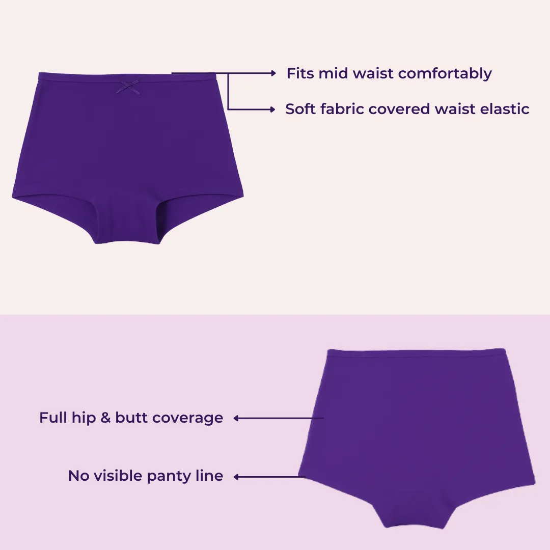 BrZee Boy Shorts For Girls | Lightweight Cotton-Elastane Fabric | Super Stretchy For Comfort | No Visible Panty Lines | Pack Of 3 - Image 3