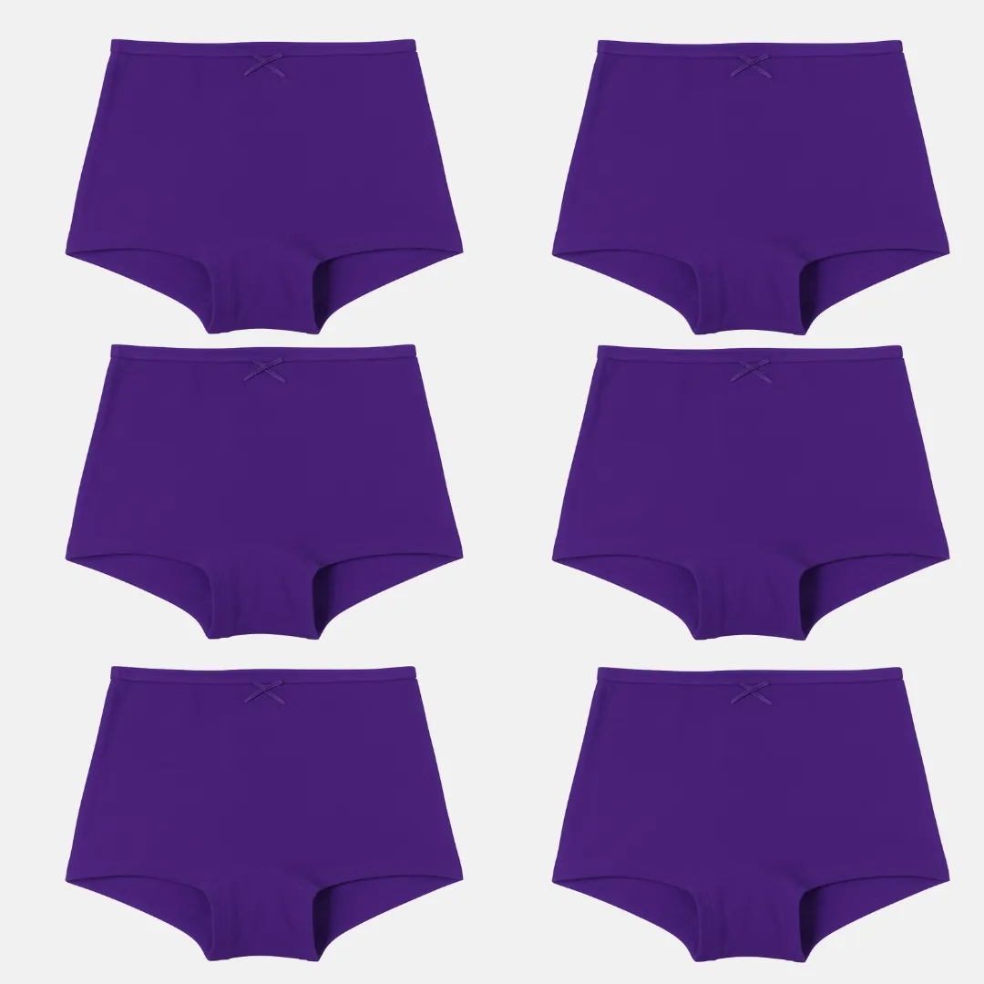 BrZee Boyshorts For Girls | Lightweight Cotton-Elastane Fabric | Super Stretchy For Comfort | No Visible Panty Lines | Pack Of 6