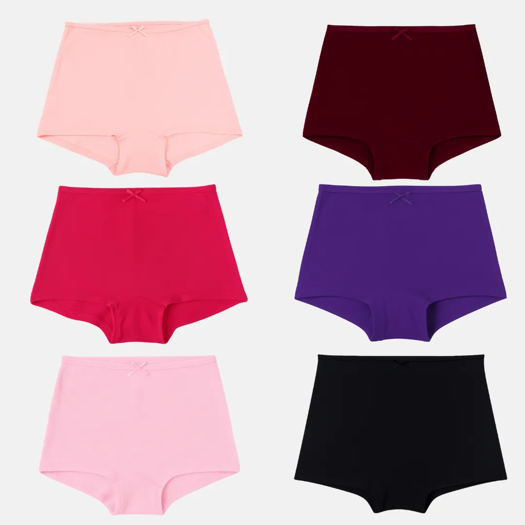 BrZee Boyshorts For Girls | Lightweight Cotton-Elastane Fabric | Super Stretchy For Comfort | No Visible Panty Lines | Pack Of 6 - Image 12