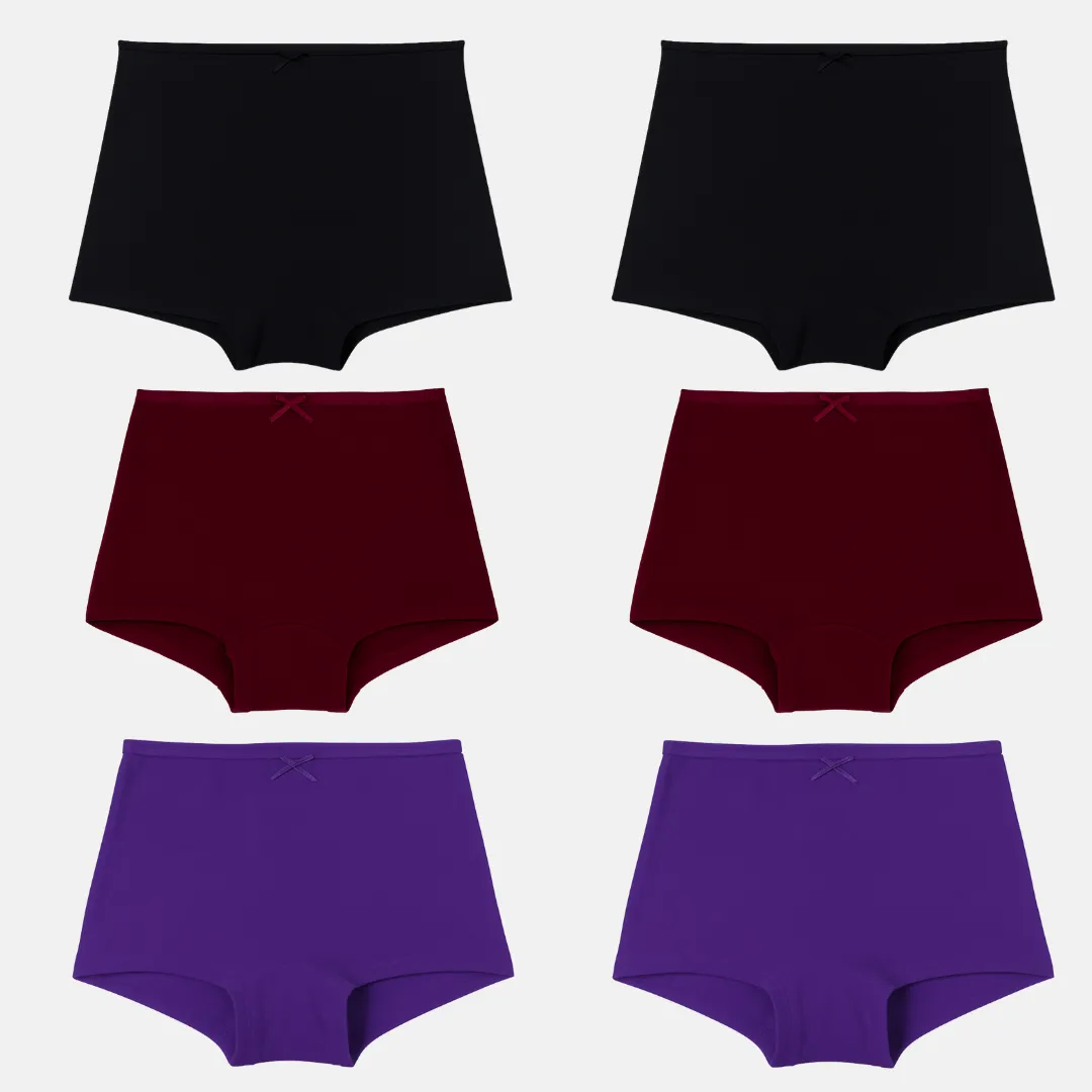 BrZee Boyshorts For Girls | Lightweight Cotton-Elastane Fabric | Super Stretchy For Comfort | No Visible Panty Lines | Pack Of 6 - Image 9