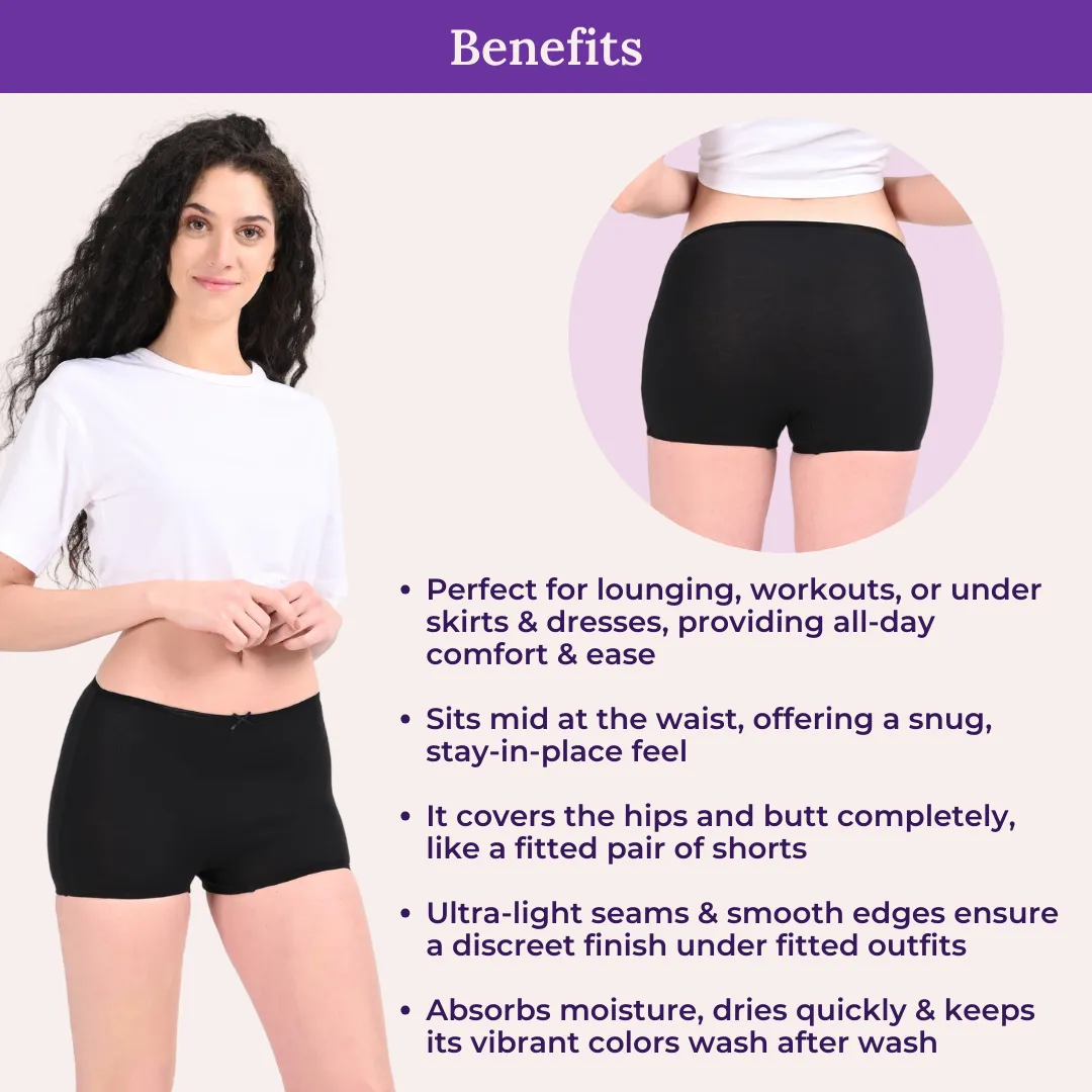 BrZee Boyshorts | Lightweight Cotton-Elastane Fabric | Super Stretchy For Comfort | No Visible Panty Lines | Pack Of 3 - Image 5