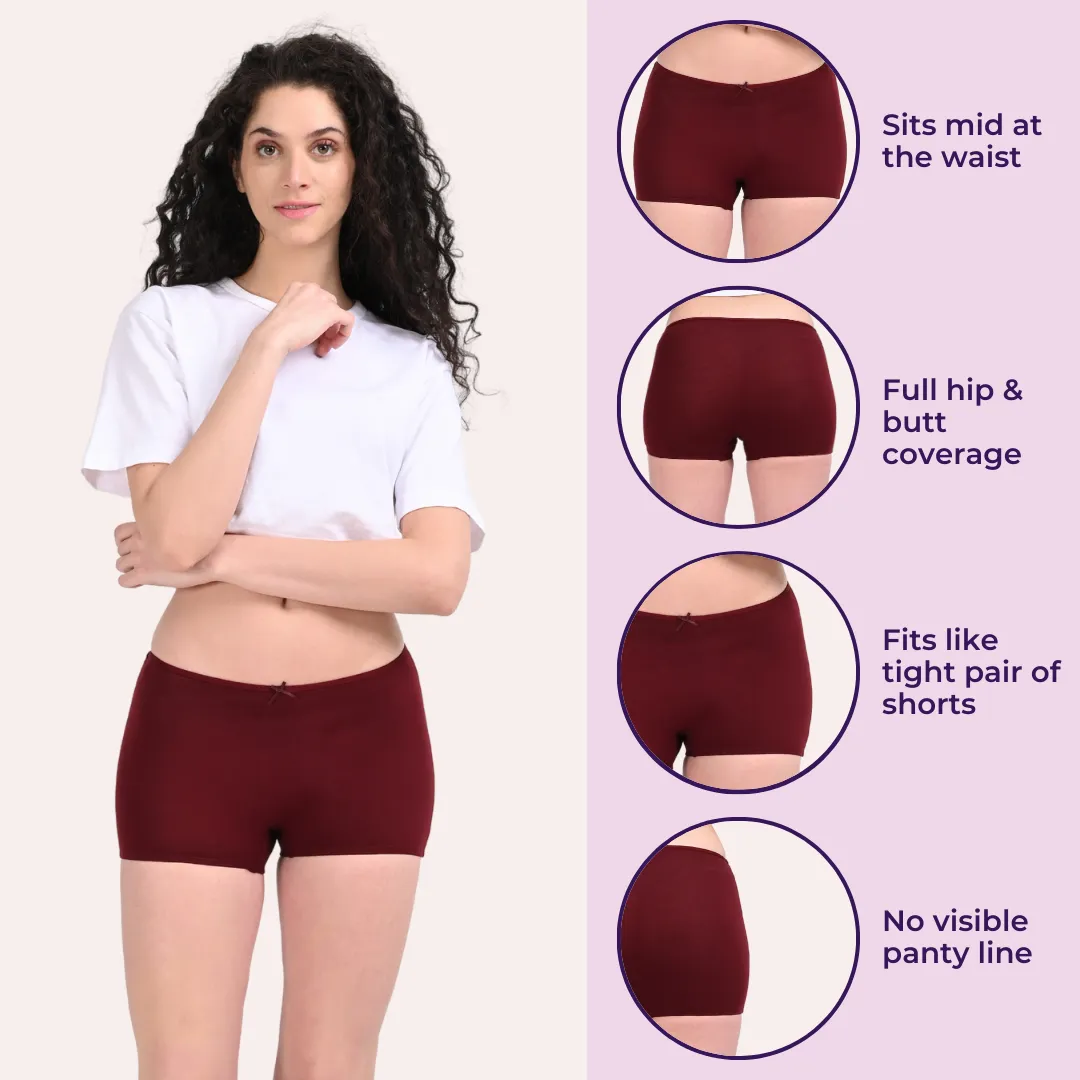 BrZee Boyshorts | Lightweight Cotton-Elastane Fabric | Super Stretchy For Comfort | No Visible Panty Lines | Pack Of 6 - Image 2