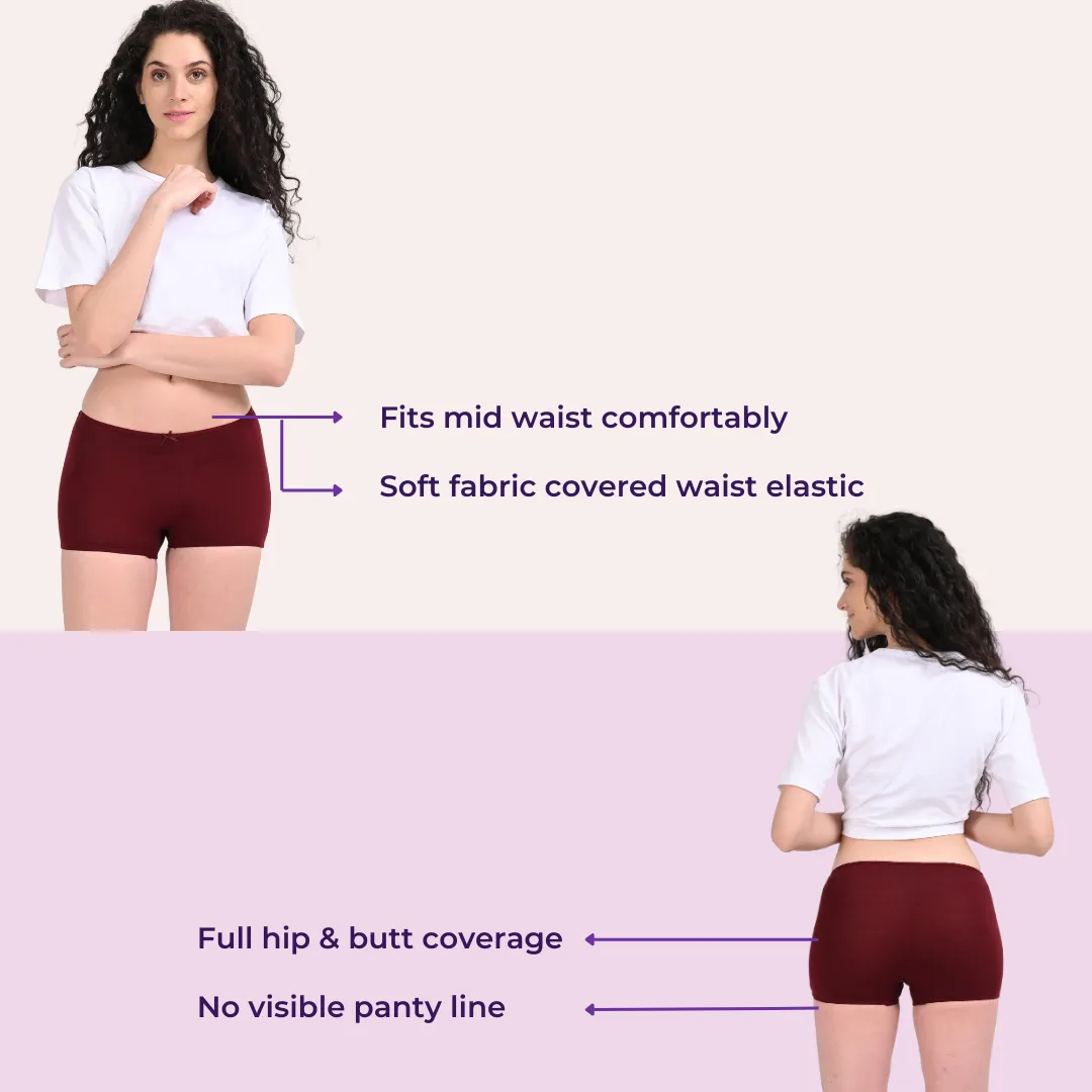BrZee Boyshorts | Lightweight Cotton-Elastane Fabric | Super Stretchy For Comfort | No Visible Panty Lines | Pack Of 6 - Image 3