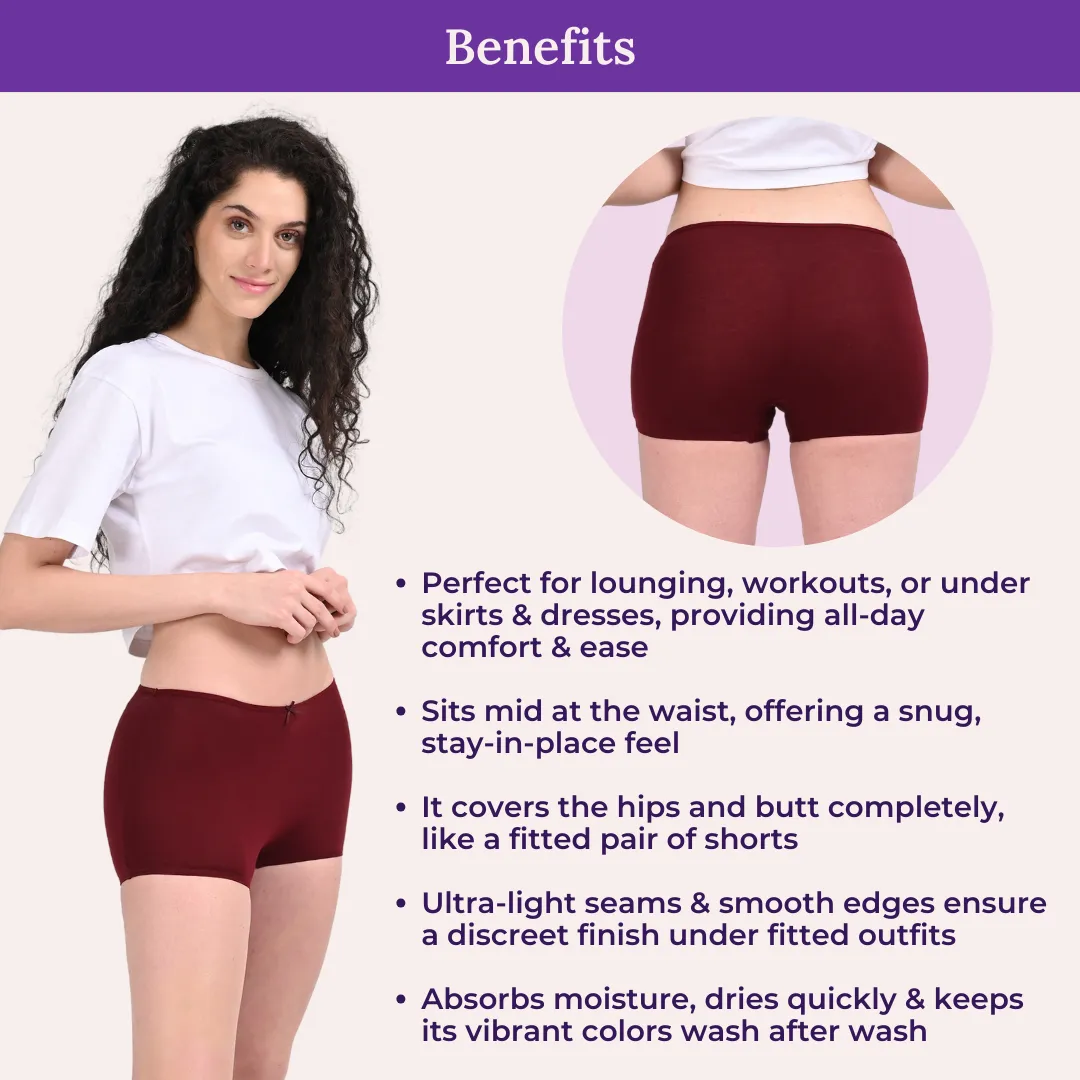 BrZee Boyshorts | Lightweight Cotton-Elastane Fabric | Super Stretchy For Comfort | No Visible Panty Lines | Pack Of 6 - Image 5