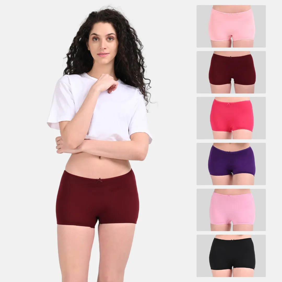 BrZee Boyshorts | Lightweight Cotton-Elastane Fabric | Super Stretchy For Comfort | No Visible Panty Lines | Pack Of 6 - Image 9
