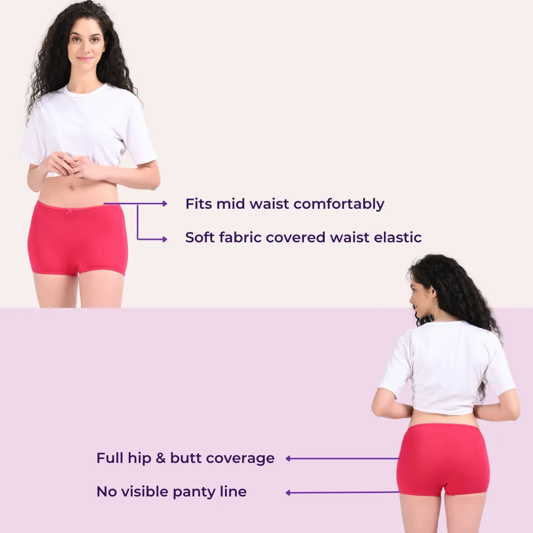 BrZee Boyshorts | Lightweight Cotton-Elastane Fabric | Super Stretchy For Comfort | No Visible Panty Lines | Pack Of 3 - Image 3
