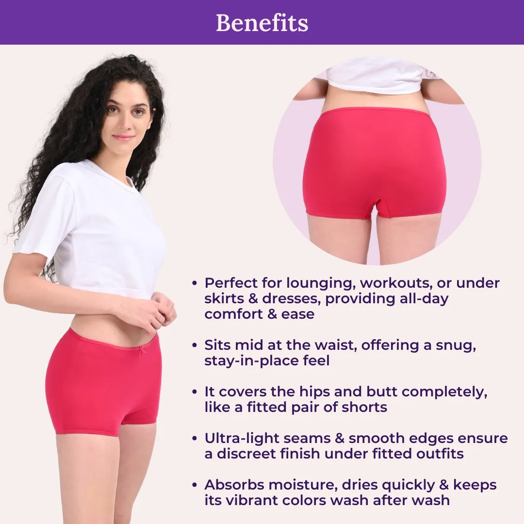 BrZee Boyshorts | Lightweight Cotton-Elastane Fabric | Super Stretchy For Comfort | No Visible Panty Lines | Pack Of 3 - Image 5