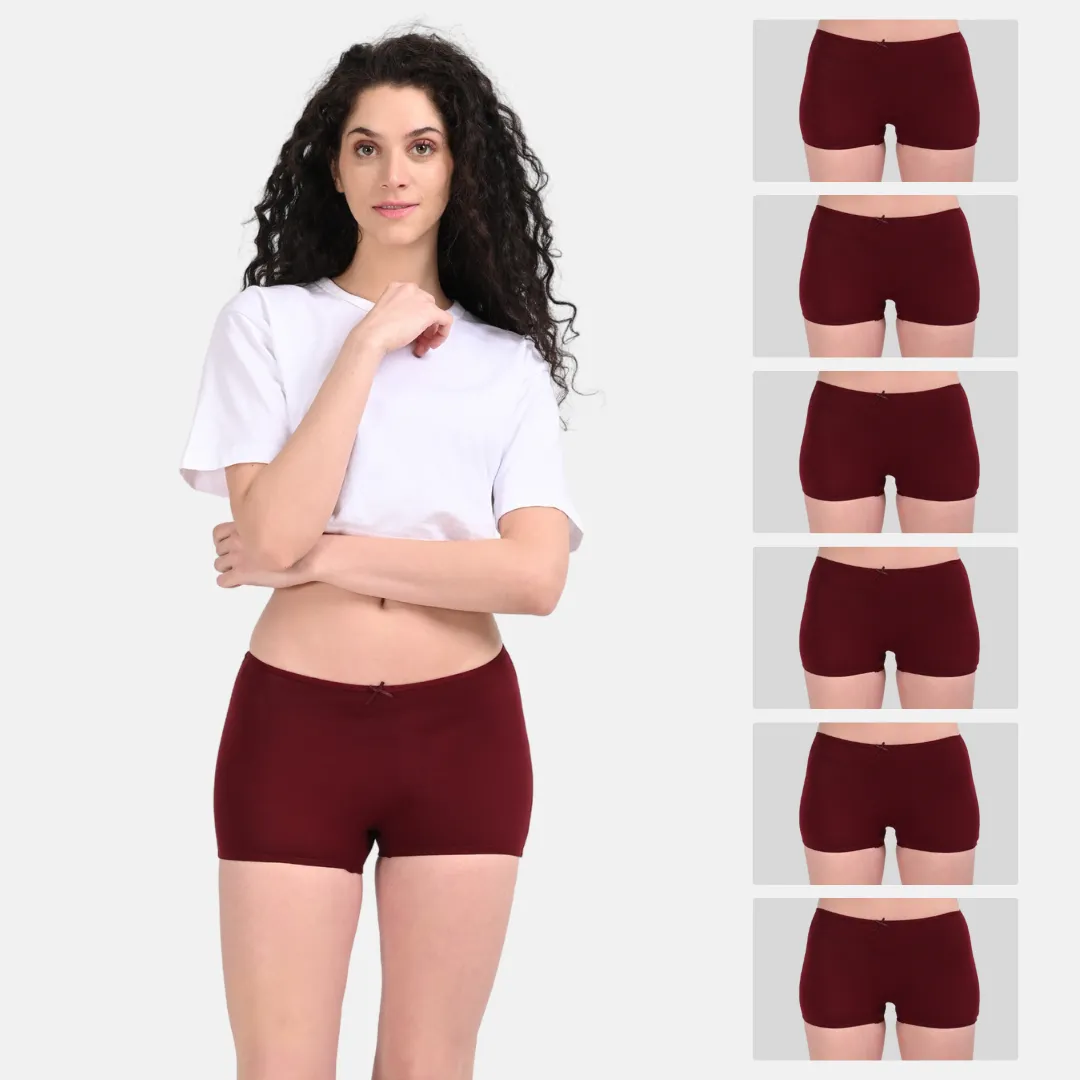 BrZee Boyshorts | Lightweight Cotton-Elastane Fabric | Super Stretchy For Comfort | No Visible Panty Lines | Pack Of 6 - Image 11
