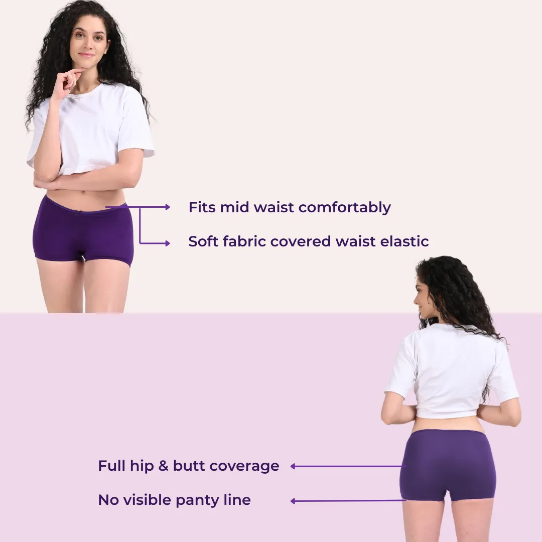 BrZee Boyshorts | Lightweight Cotton-Elastane Fabric | Super Stretchy For Comfort | No Visible Panty Lines | Pack Of 6 - Image 3