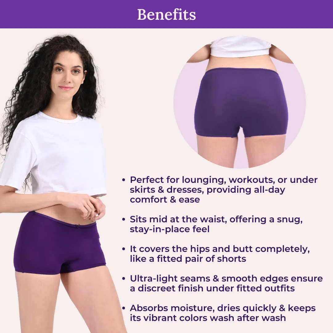 BrZee Boyshorts | Lightweight Cotton-Elastane Fabric | Super Stretchy For Comfort | No Visible Panty Lines | Pack Of 6 - Image 5