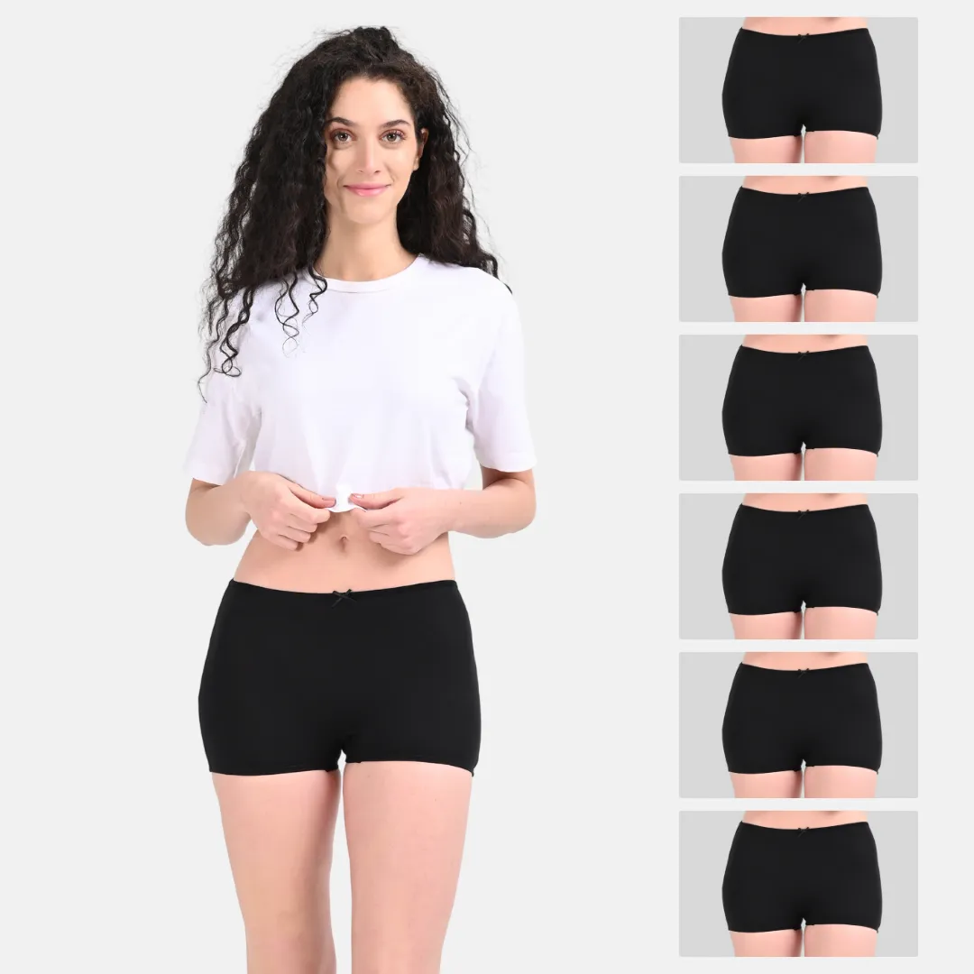 BrZee Boyshorts | Lightweight Cotton-Elastane Fabric | Super Stretchy For Comfort | No Visible Panty Lines | Pack Of 6 - Image 9
