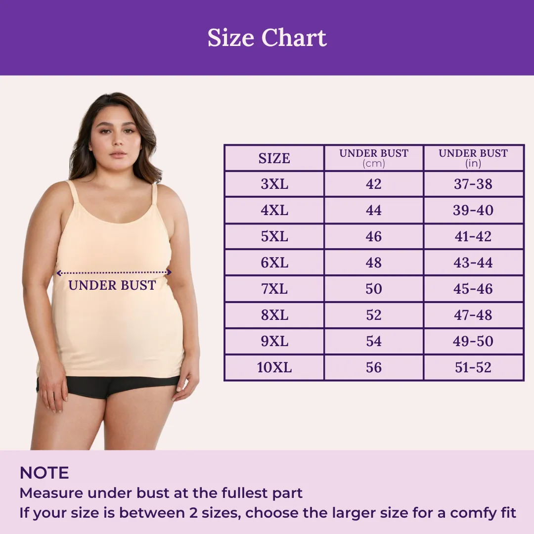 Camisole For Curvy Women | Built-In Bra | Full Coverage | Wire-Free | Removable Cups | Adjustable Straps | Soft Stretch Fabric | Fitted Silhouette - Image 3