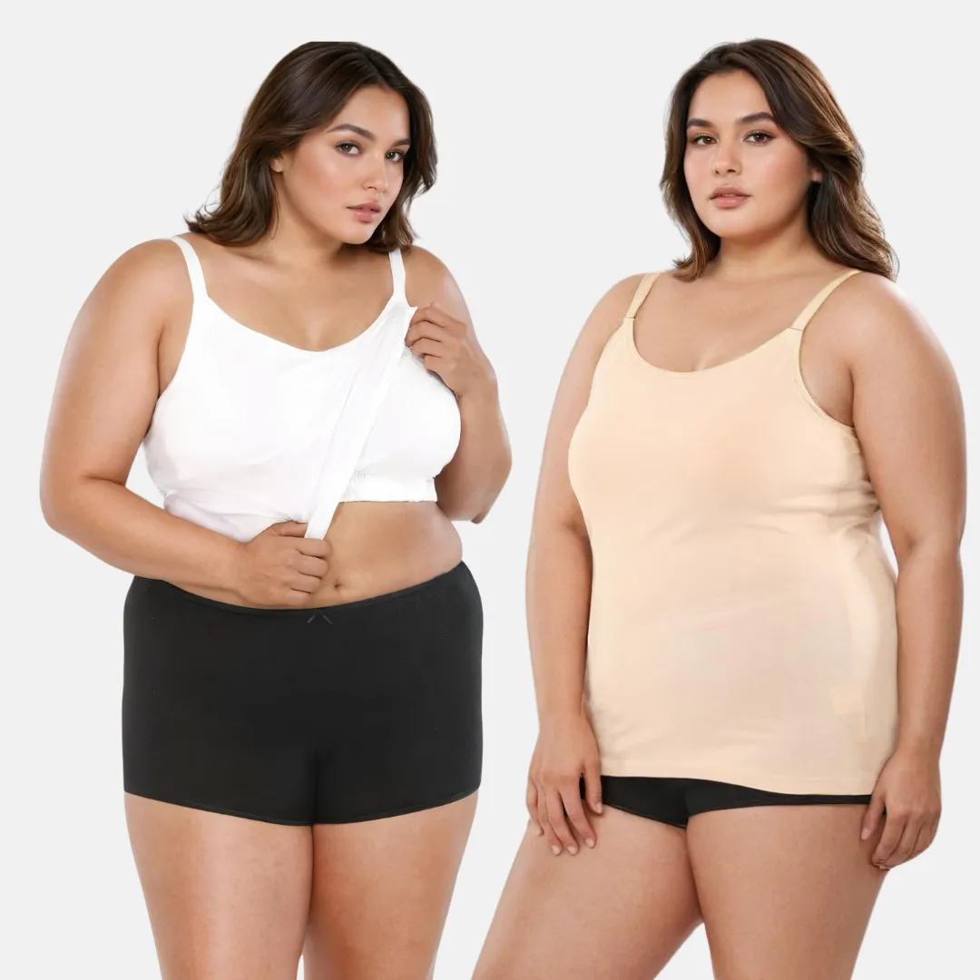 Camisole For Curvy Women | Built-In Bra | Full Coverage | Wire-Free | Removable Cups | Adjustable Straps | Soft Stretch Fabric | Fitted Silhouette | Pack Of 2 - Image 10