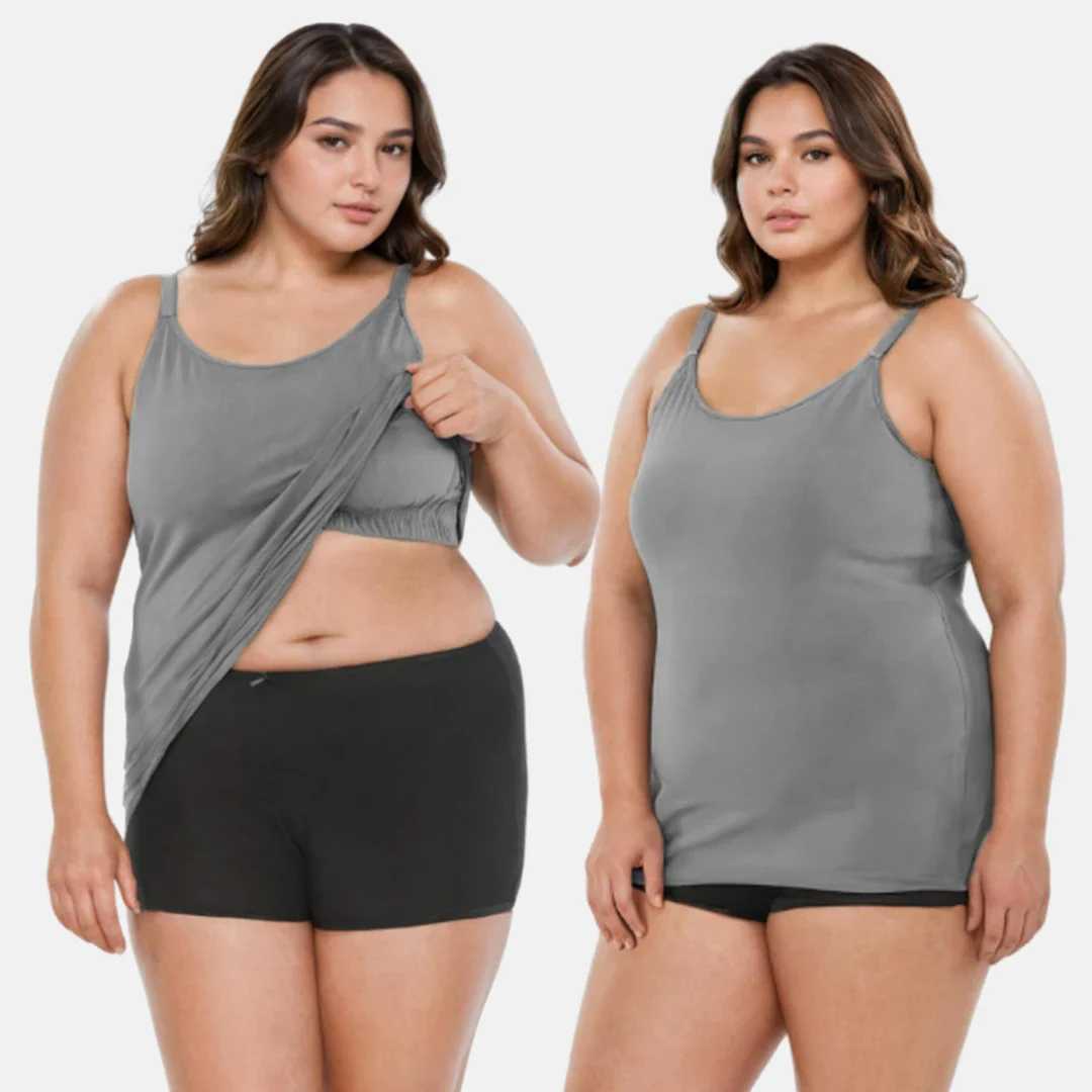 Camisole For Curvy Women | Built-In Bra | Full Coverage | Wire-Free | Removable Cups | Adjustable Straps | Soft Stretch Fabric | Fitted Silhouette | Pack Of 2 - Image 13