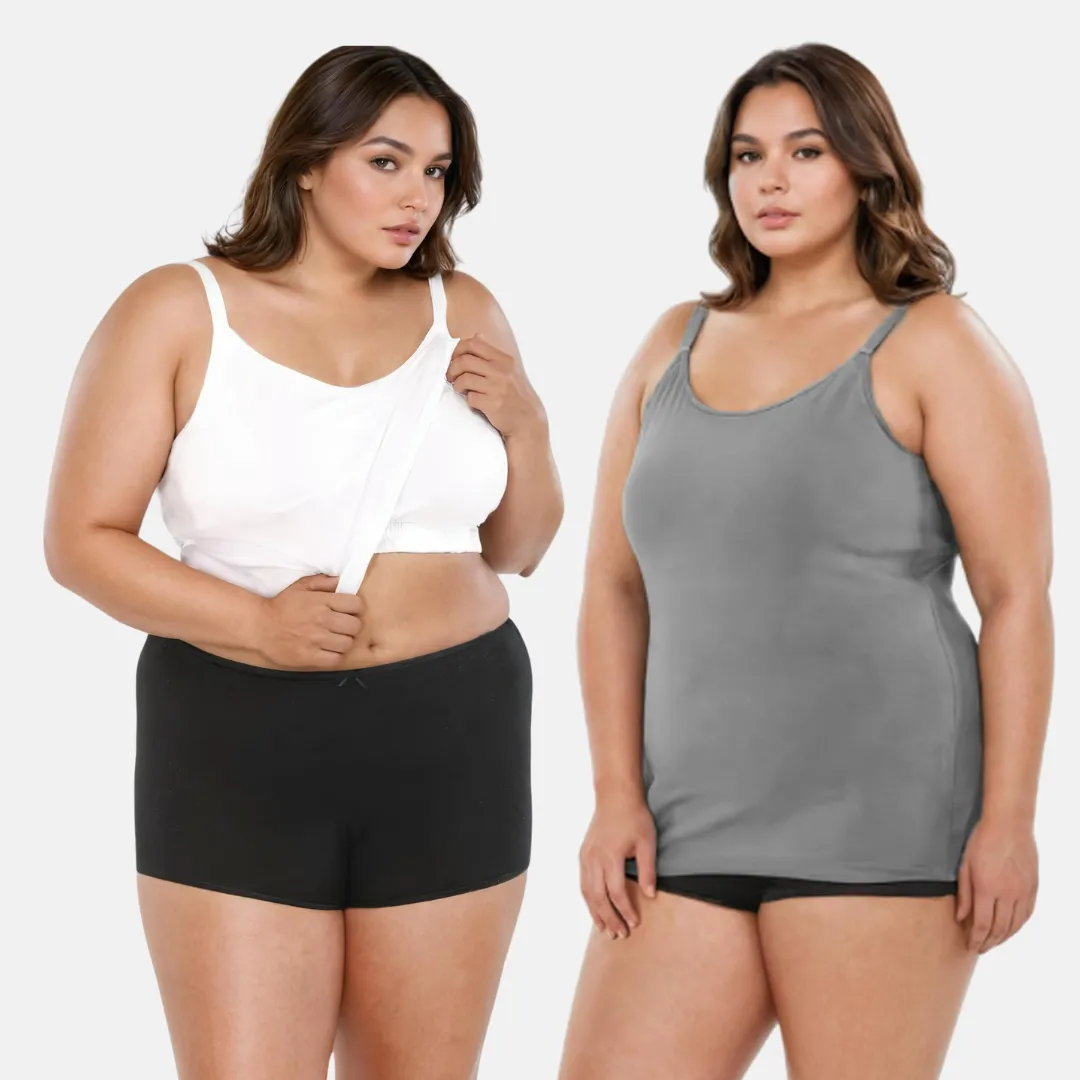 Camisole For Curvy Women | Built-In Bra | Full Coverage | Wire-Free | Removable Cups | Adjustable Straps | Soft Stretch Fabric | Fitted Silhouette | Pack Of 2 - Image 5