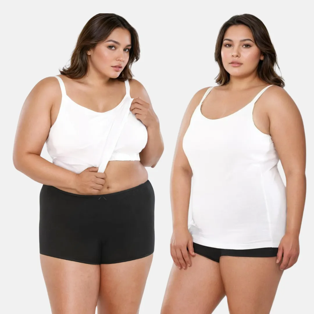 Camisole For Curvy Women | Built-In Bra | Full Coverage | Wire-Free | Removable Cups | Adjustable Straps | Soft Stretch Fabric | Fitted Silhouette | Pack Of 2 - Image 7