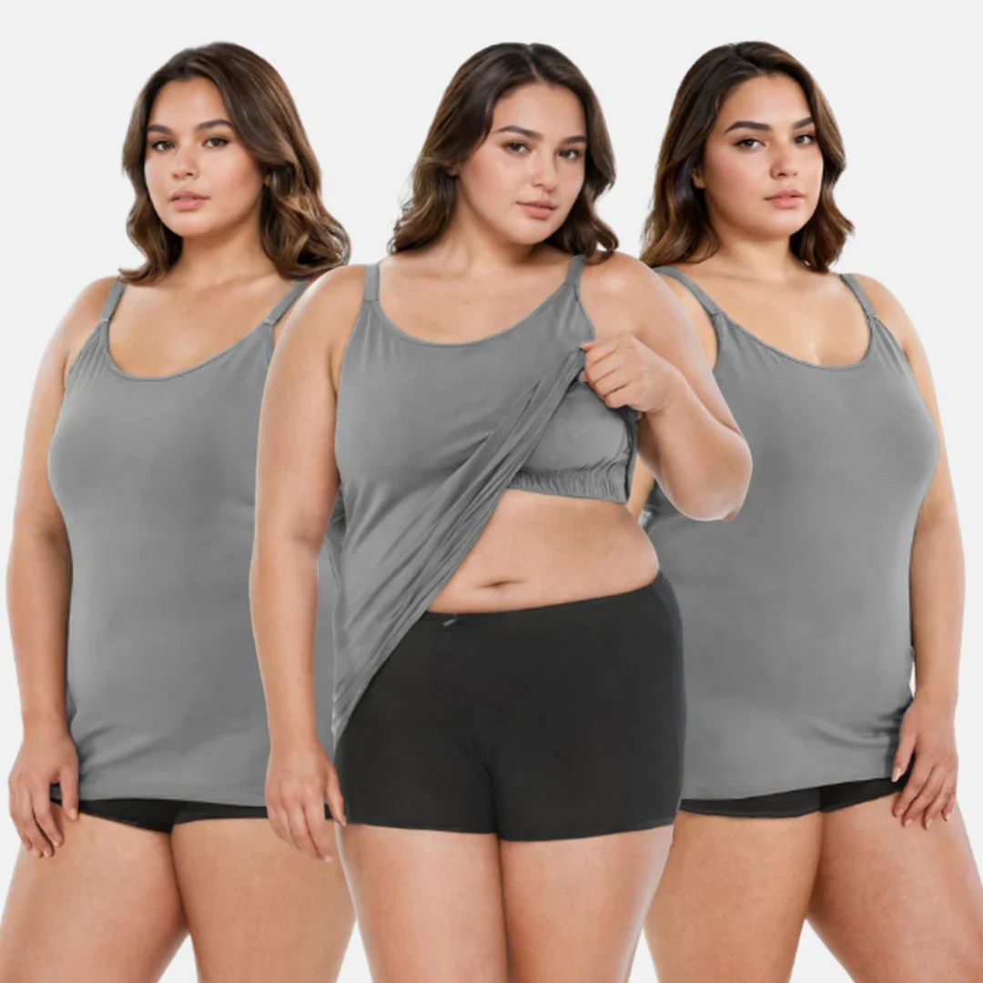 Camisole For Curvy Women | Built-In Bra | Full Coverage | Wire-Free | Removable Cups | Adjustable Straps | Soft Stretch Fabric | Fitted Silhouette | Pack Of 3 - Image 12