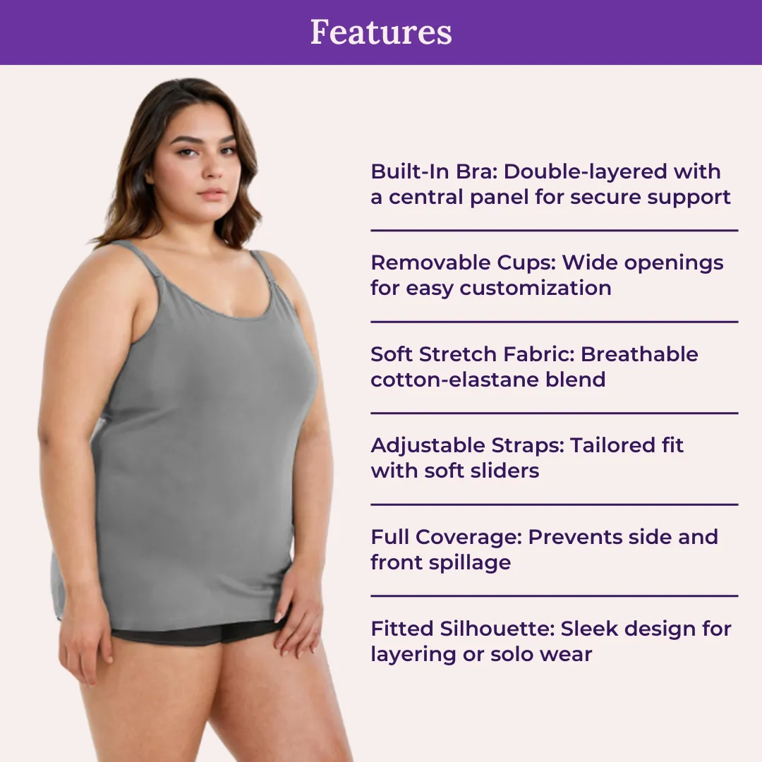 Camisole For Curvy Women | Built-In Bra | Full Coverage | Wire-Free | Removable Cups | Adjustable Straps | Soft Stretch Fabric | Fitted Silhouette | Pack Of 3 - Image 4