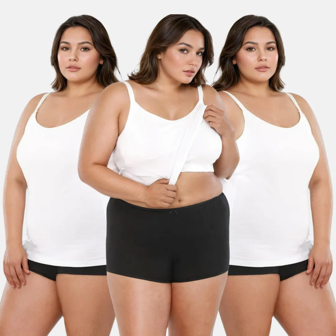 Camisole For Curvy Women | Built-In Bra | Full Coverage | Wire-Free | Removable Cups | Adjustable Straps | Soft Stretch Fabric | Fitted Silhouette | Pack Of 3 - Image 6
