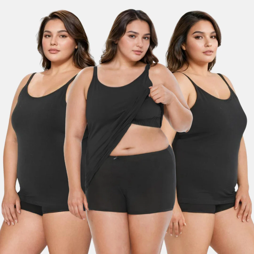 Camisole For Curvy Women | Built-In Bra | Full Coverage | Wire-Free | Removable Cups | Adjustable Straps | Soft Stretch Fabric | Fitted Silhouette | Pack Of 3 - Image 7