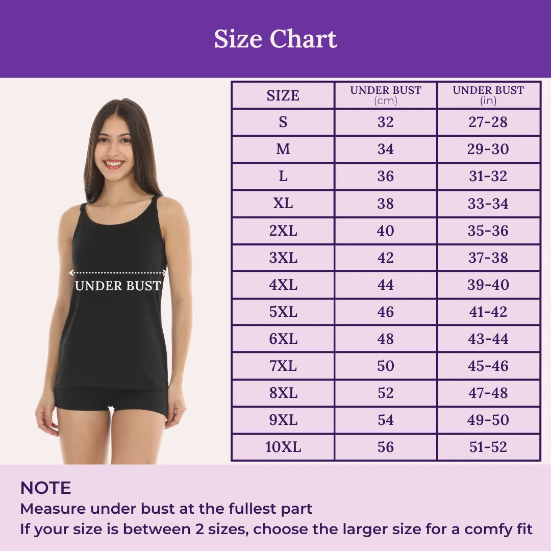 Camisole With Built-In Bra | Full Coverage | Wire-Free | Removable Cups | Adjustable Straps | Soft Cotton Fabric | Sleek Fitted Design | Pack Of 2 - Image 3