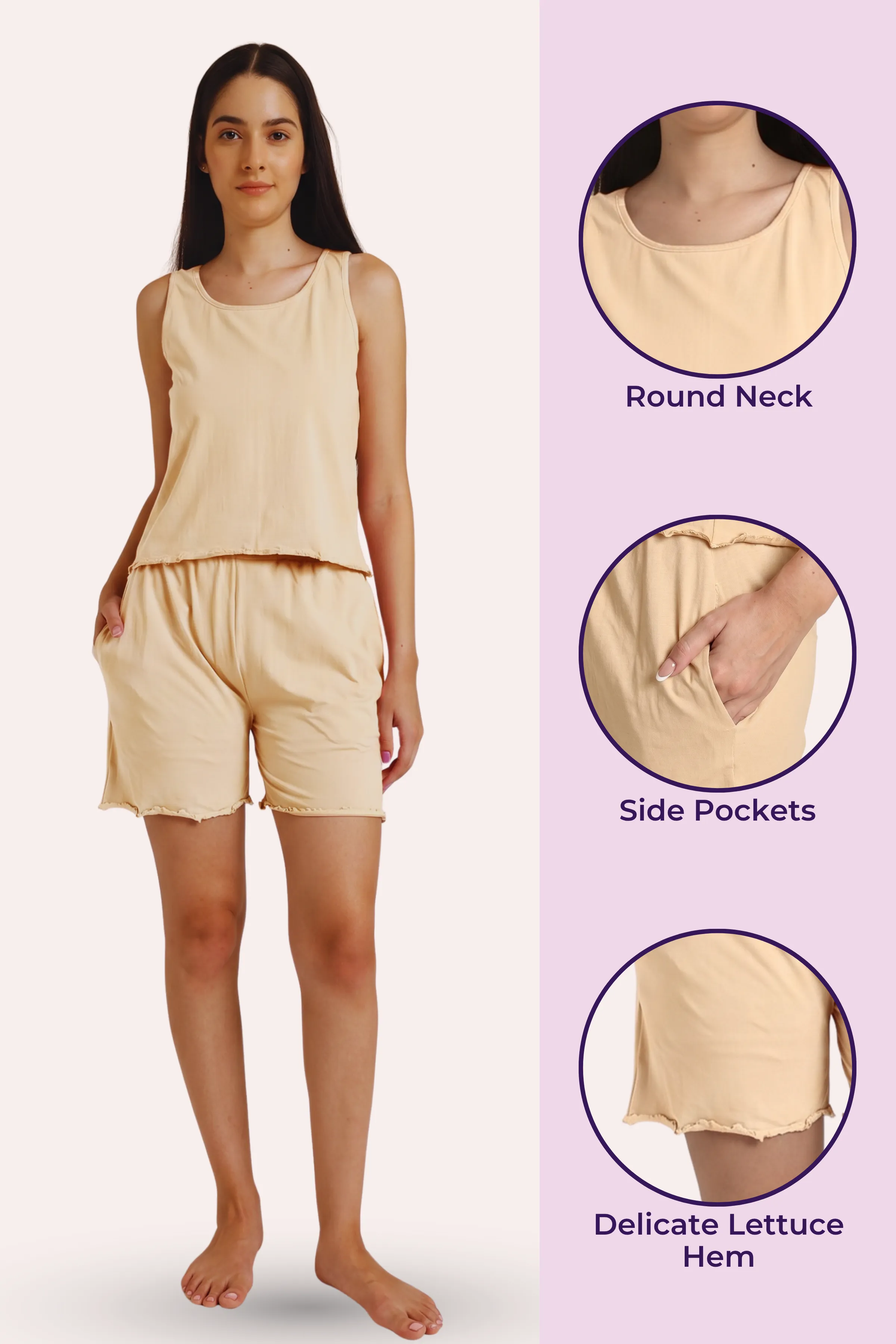 Calmwear Lounge Set | Tank Top & Shorts | Brute Musk Fragrance Embedded | Lasts 15-20 washes | Soft Skin Friendly Cotton - Image 2