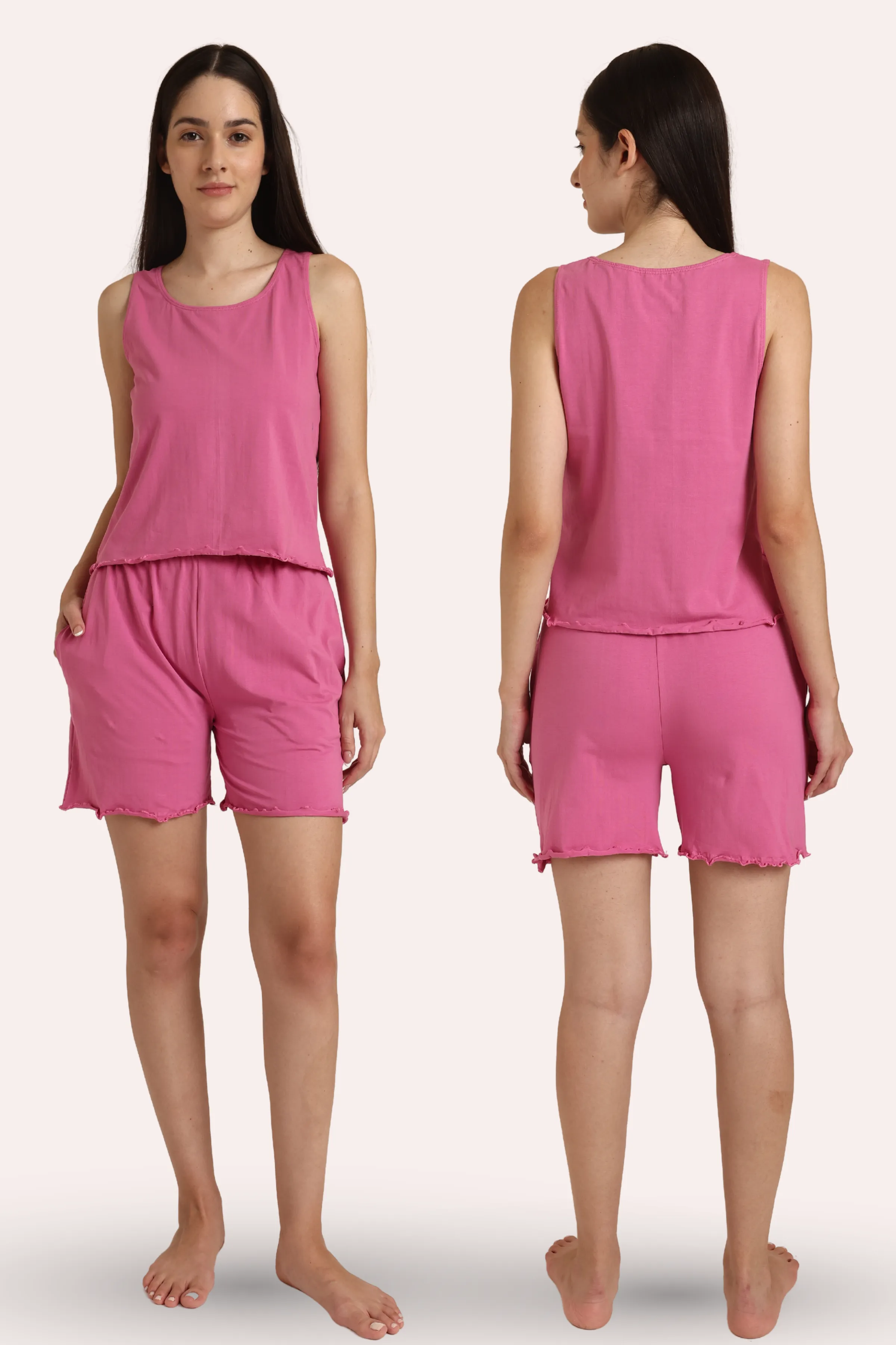 Calmwear Lounge Set | Tank Top & Shorts | Fresh Rose Fragrance Embedded | Lasts 15-20 washes | Soft Skin Friendly Cotton - Image 6