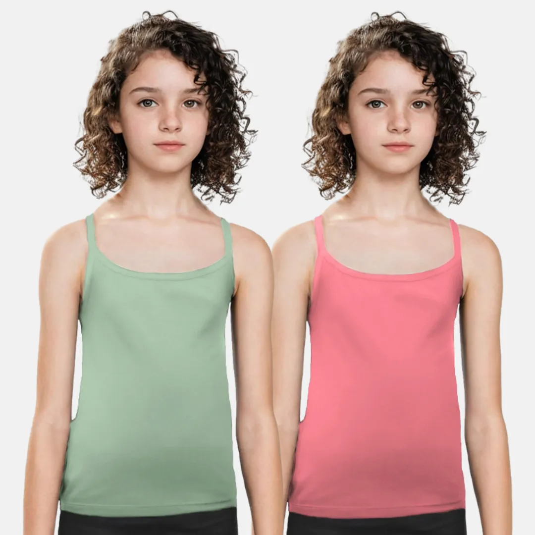 Cami With Built In Bra | Flat Padded | For Teens | Covers Nipple Buds | Confidence For School | Pack Of 2 - Image 14