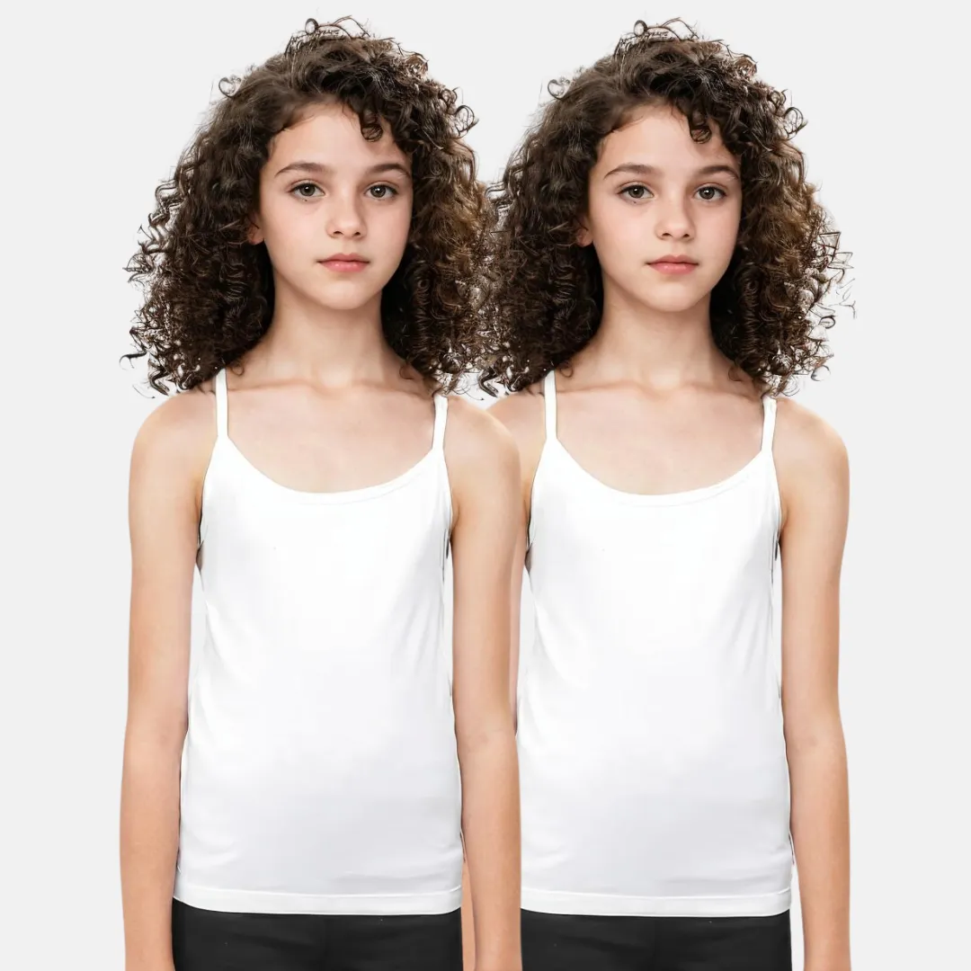 Cami With Built In Bra | Flat Padded | For Teens | Covers Nipple Buds | Confidence For School | Pack Of 2 - Image 24