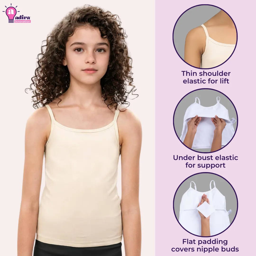 Cami With Built In Bra | Flat Padded | For Teens | Covers Nipple Buds | Confidence For School | Pack Of 2 - Image 7