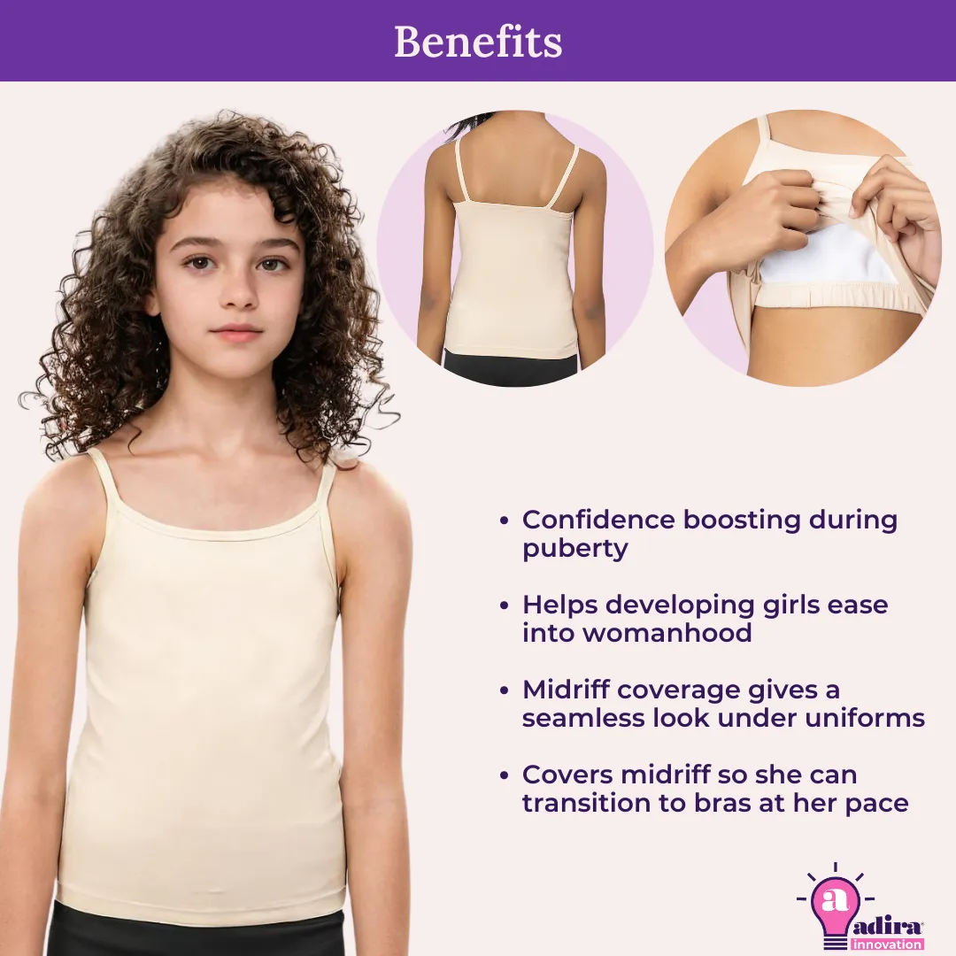 Cami With Built In Bra | Flat Padded | For Teens | Covers Nipple Buds | Confidence For School | Pack Of 2 - Image 8