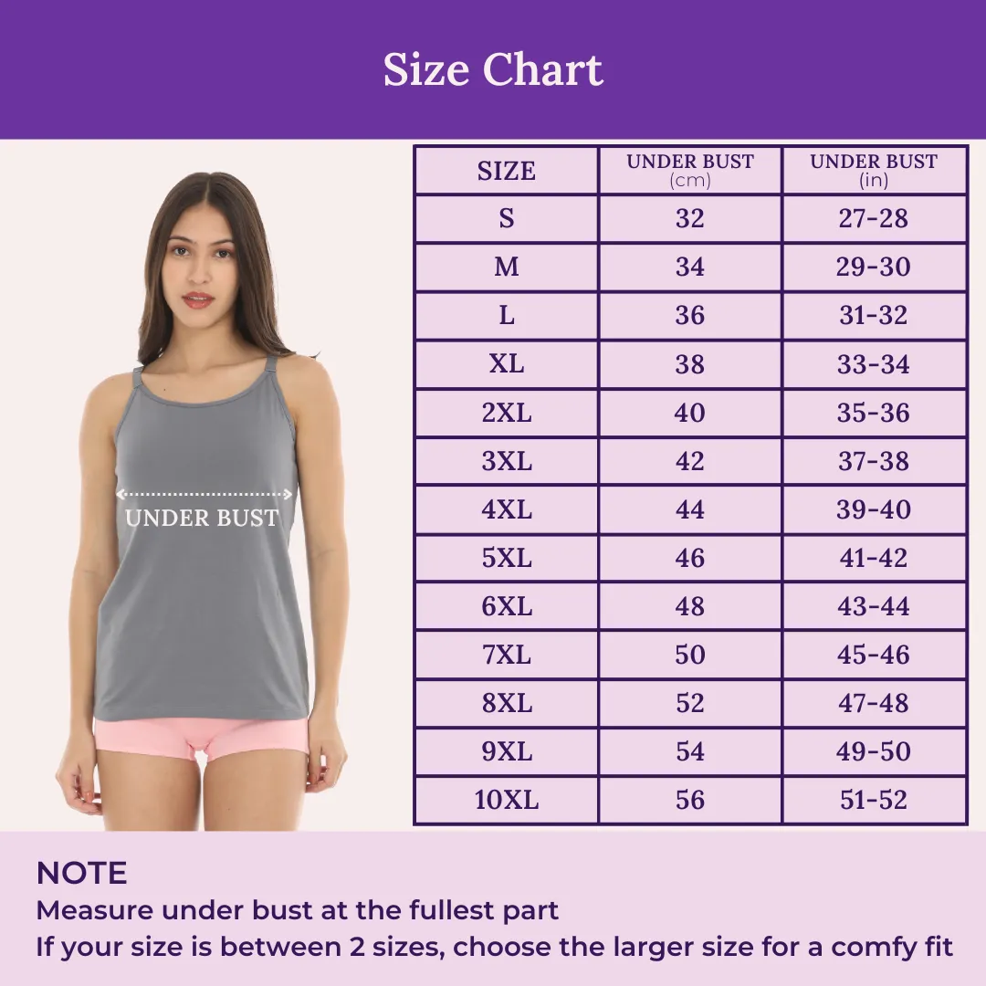 Camisole With Built-In Bra | Full Coverage | Wire-Free | Removable Cups | Adjustable Straps | Soft Cotton Fabric | Sleek Fitted Design | Pack Of 2 - Image 3