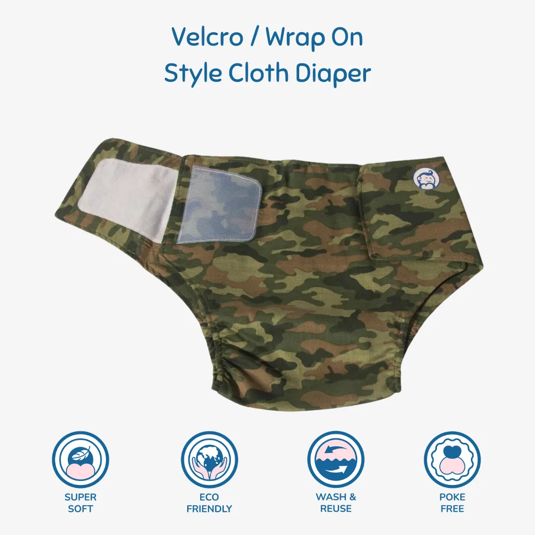 Infant Reusable Diapers | Camo Baby | Velcro Closure | With 2 Diaper Pads Free - Image 3