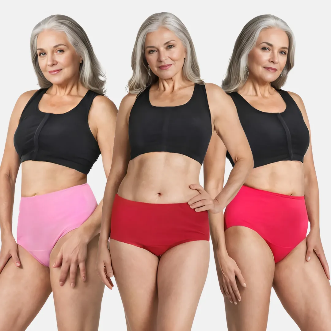 Cotton Panties | High Waist | Brief Cut | Full Hip & Back Coverage | Offers Belly & Back Support | Flattens Belly & Covers Muffin Top | Friction & Rash Free | Pack Of 3