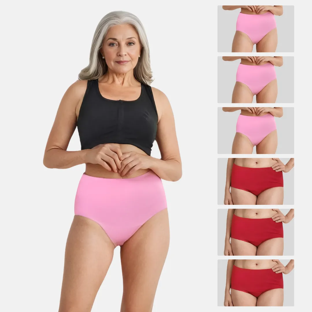 Cotton Panties | High Waist | Brief Cut | Full Hip & Back Coverage | Offers Belly & Back Support | Flattens Belly & Covers Muffin Top | Friction & Rash Free | Pack Of 6