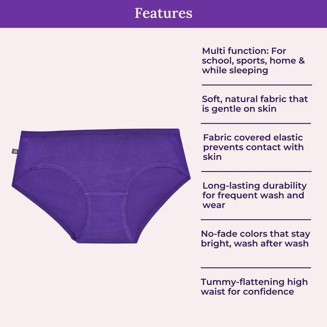 Teen Cotton Panties | High Waist | Full Hip Coverage | No Exposed Elastic At Waist & Thigh Round | Prevents Friction | Pack Of 3 - Image 4