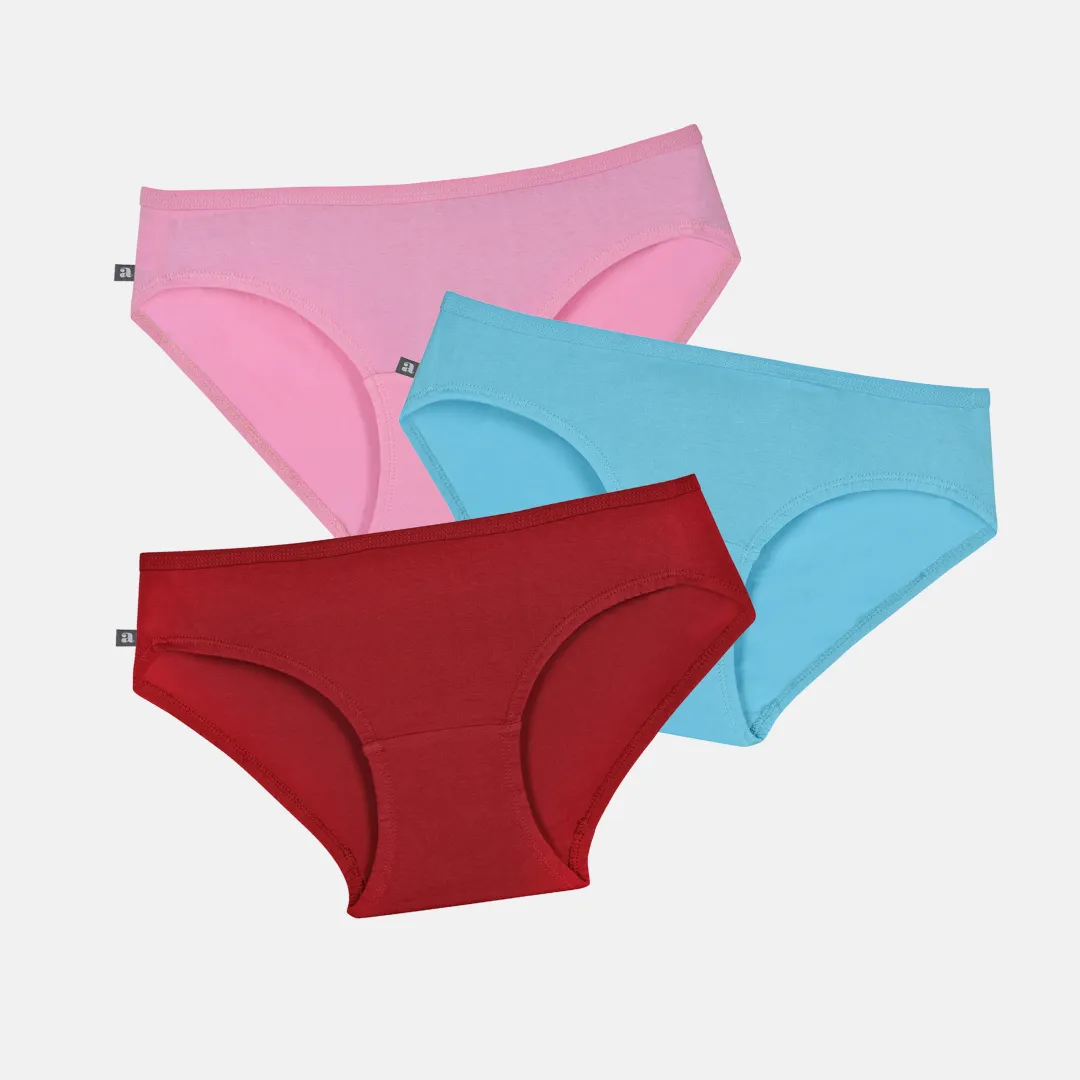 Teen Cotton Panties | Mid Waist | Full Hip Coverage | No Exposed Elastic At Waist & Thigh Round | Prevents Friction | Pack Of 3 - Image 11