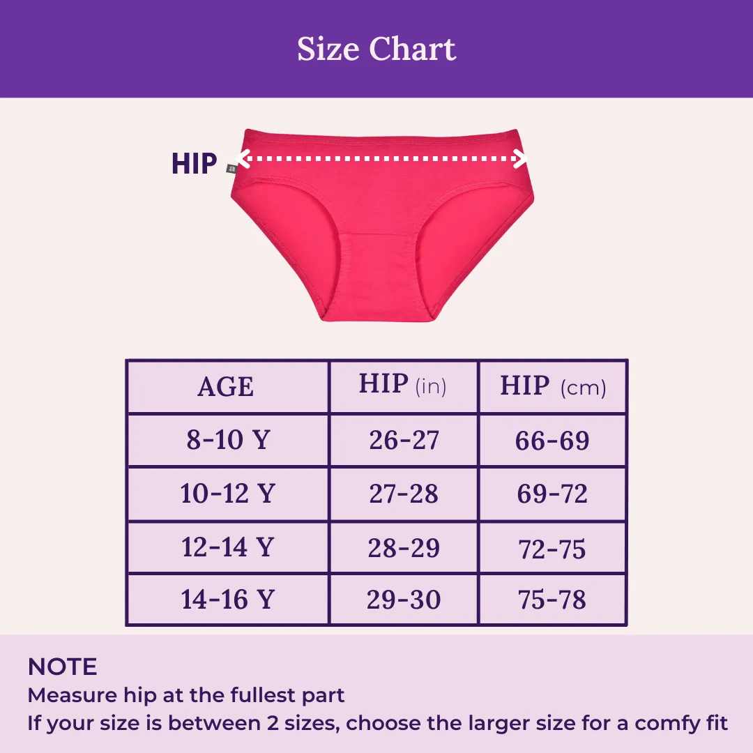 Teen Cotton Panties | Mid Waist | Full Hip Coverage | No Exposed Elastic At Waist & Thigh Round | Prevents Friction | Pack Of 3 - Image 3