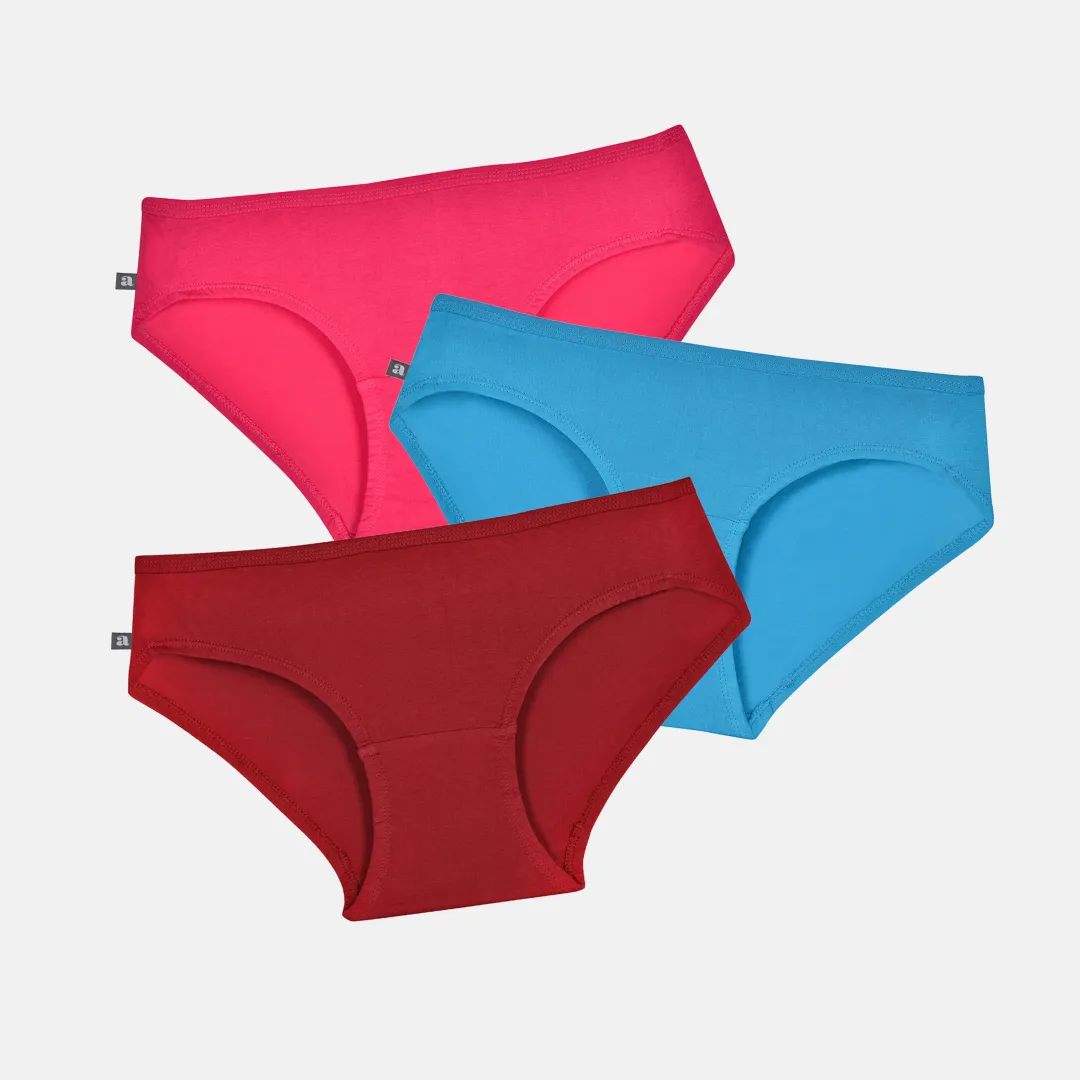 Teen Cotton Panties | Mid Waist | Full Hip Coverage | No Exposed Elastic At Waist & Thigh Round | Prevents Friction | Pack Of 3 - Image 7