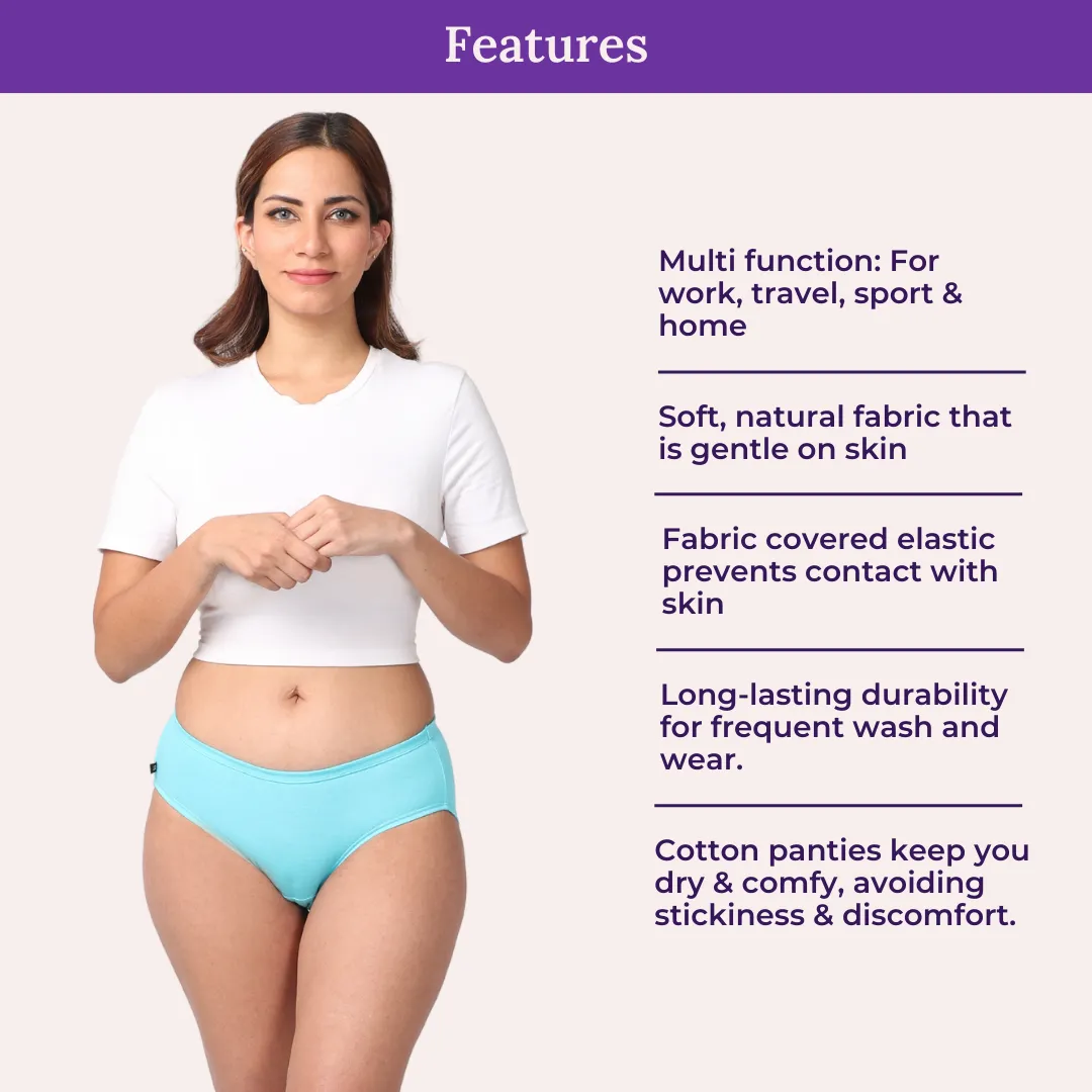Mid Waist Cotton Underwear For Women | Full Hip Coverage | No Exposed Elastic At Waist & Thigh Round | Friction free | 6 Pack - Image 4