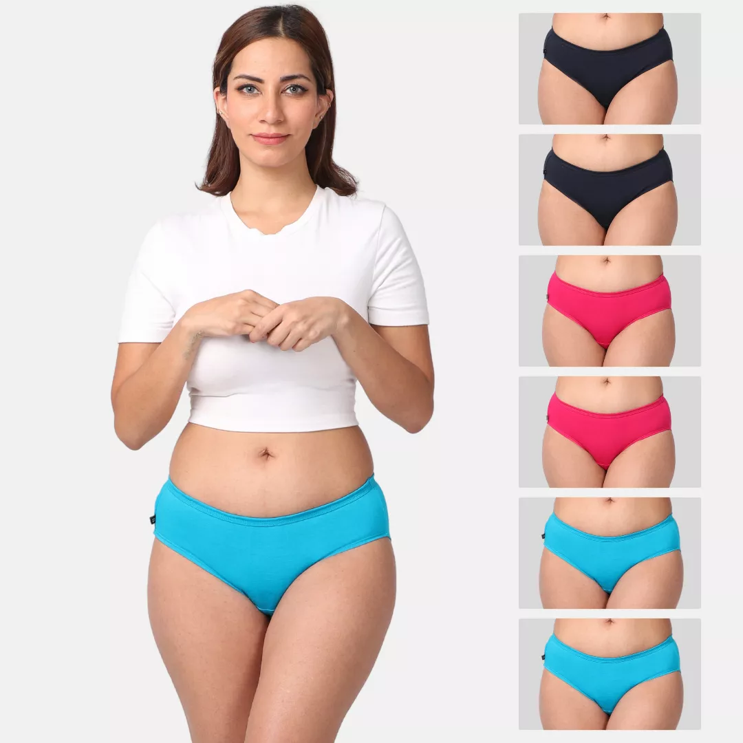 Mid Waist Cotton Underwear For Women | Full Hip Coverage | No Exposed Elastic At Waist & Thigh Round | Friction free | 6 Pack - Image 7